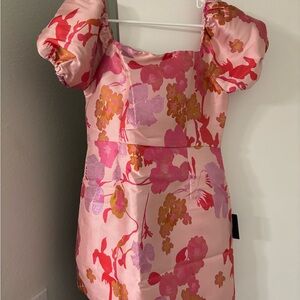Floral Pink Puff Sleeve Dress